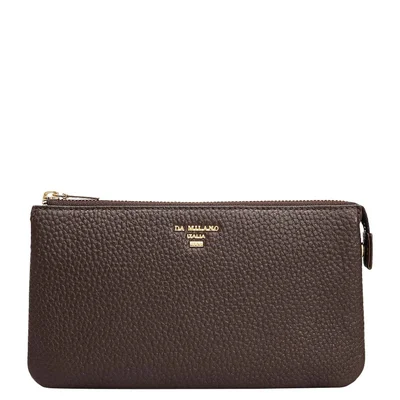 دا ميلانو Wax Leather Multi Pouch - Chocolate